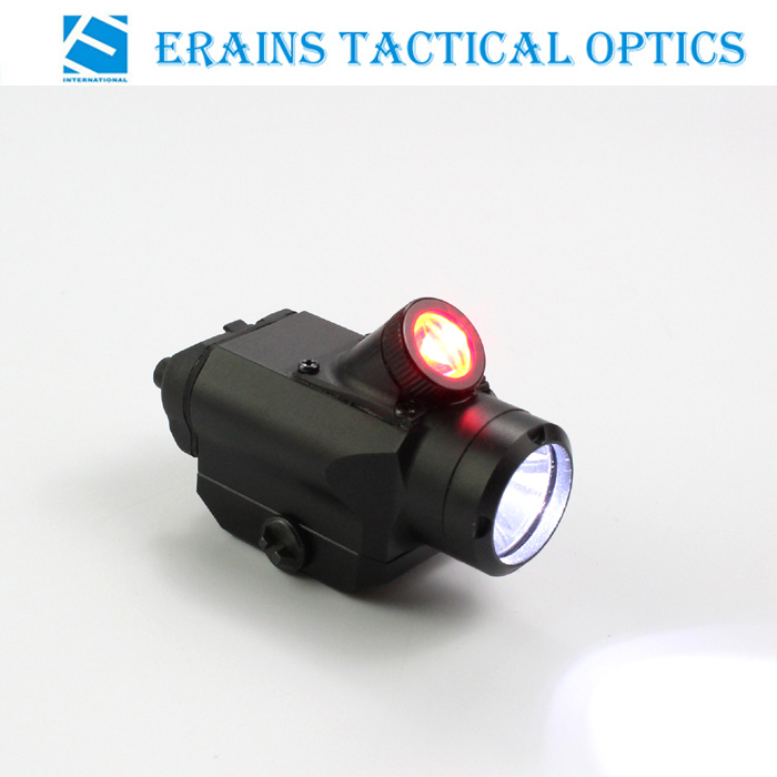 Erains TAC Optics Tactical Compact Pistol Weapon 225 Lumens Q5 LED Flashlight with 45 Degree 25 Lumens Red LED Light /Torch