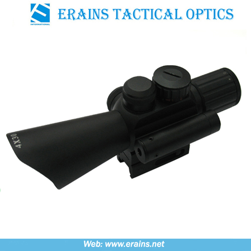 Compact 4x30 Rifle Scope Red Green Mil-DOT Reticle (M7)